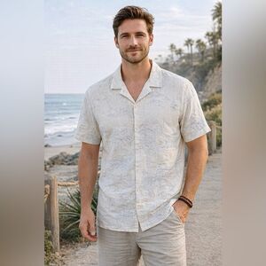 Burnside Button Down Shirt NEW XL Men’s Linen Viscose Palms